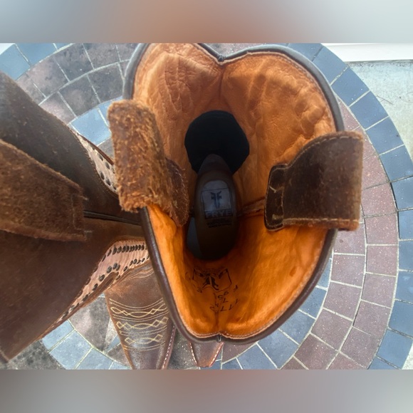 FRYE Daisy Duke Python Brown Leather Cowboy Boots 7M/Used/Great Condition - Picture 13 of 13